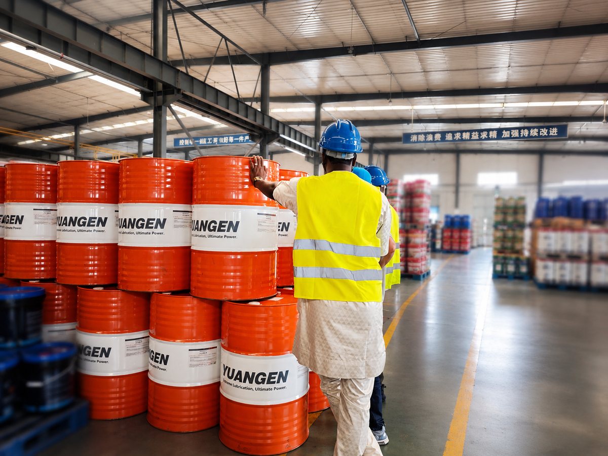 YUANGEN lubricant production and drum filling workshop